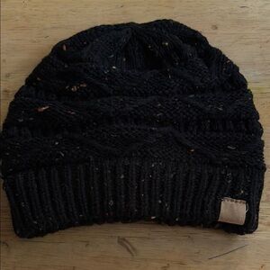 Stylish Black Speckled Knit Beanie